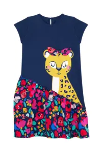 MSHB&G Floral Leopard Girls' Summer Navy Blue Dress - Image 3