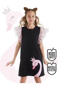 MSHB&G Swan Girl's Tulle Frilled Polka Dot Black Dress for Girls
