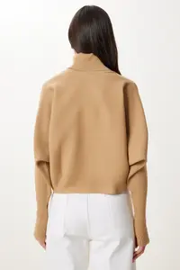 Happiness İstanbul Women's Biscuit Finger-Cut Crop Ribbed Knitwear Sweater - Image 7