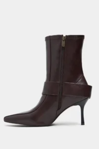 Nisantasi Shoes Rimar COFFEE MATTE Hair Clip Detailed Pointed toe Thin Heels Boots - Image 2