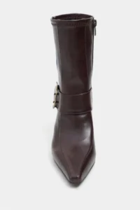 Nisantasi Shoes Rimar COFFEE MATTE Hair Clip Detailed Pointed toe Thin Heels Boots - Image 3