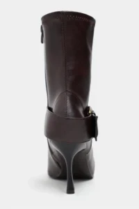 Nisantasi Shoes Rimar COFFEE MATTE Hair Clip Detailed Pointed toe Thin Heels Boots - Image 4