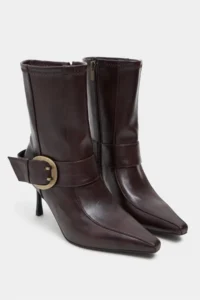 Nisantasi Shoes Rimar COFFEE MATTE Hair Clip Detailed Pointed toe Thin Heels Boots - Image 5