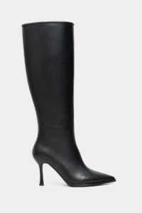 Nisantasi Shoes DOLI Black MATTE Zipper Detailed Pointed toe Women Heels Boots