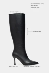 Nisantasi Shoes DOLI Black MATTE Zipper Detailed Pointed toe Women Heels Boots - Image 3