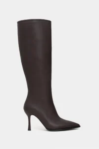 Nisantasi Shoes DOLI COFFEE MATTE Zipper Detailed Pointed toe Women Heels Boots