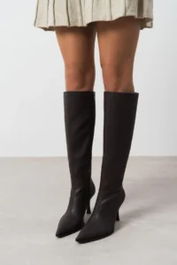 Nisantasi Shoes DOLI COFFEE MATTE Zipper Detailed Pointed toe Women Heels Boots - Image 2