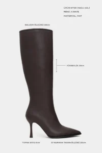 Nisantasi Shoes DOLI COFFEE MATTE Zipper Detailed Pointed toe Women Heels Boots - Image 3