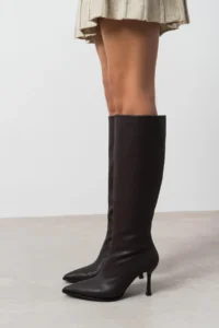 Nisantasi Shoes DOLI COFFEE MATTE Zipper Detailed Pointed toe Women Heels Boots - Image 7