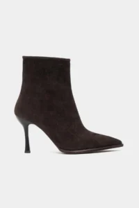 Nisantasi Shoes Marma BITTER BROWN GENUINE SUEDE Zipper Detailed Pointed toe Women Heels Boots - Image 4