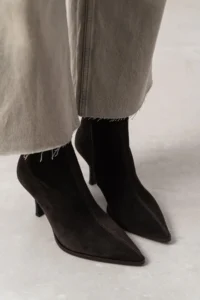 Nisantasi Shoes Marma BITTER BROWN GENUINE SUEDE Zipper Detailed Pointed toe Women Heels Boots - Image 7