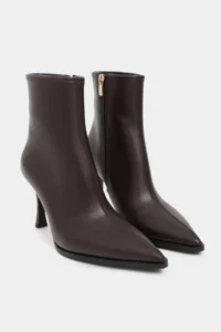 Nisantasi Shoes Marma COFFEE MATTE Zipper Detailed Pointed toe Women Heels Boots - Image 6