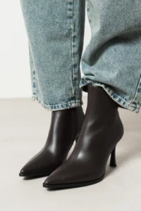 Nisantasi Shoes Marma COFFEE MATTE Zipper Detailed Pointed toe Women Heels Boots - Image 8