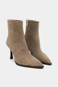 Nisantasi Shoes Marma ROME BEIGE GENUINE SUEDE Zipper Detailed Pointed toe Women Heels Boots - Image 3