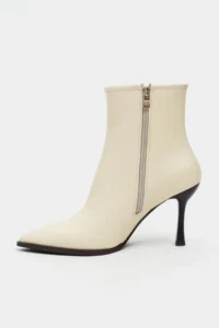 Nisantasi Shoes Marma BUTTER YELLOW MATTE Zipper Detailed Pointed toe Women Heels Boots - Image 4