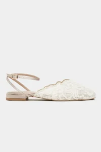 Nisantasi Shoes Tracy Beige Lace Detailed Arka Banded with buckle Women Flats Sandals