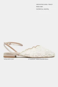 Nisantasi Shoes Tracy Beige Lace Detailed Arka Banded with buckle Women Flats Sandals - Image 3
