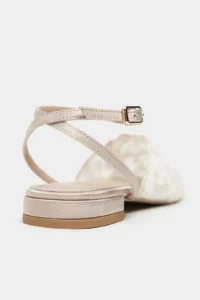Nisantasi Shoes Tracy Beige Lace Detailed Arka Banded with buckle Women Flats Sandals - Image 5