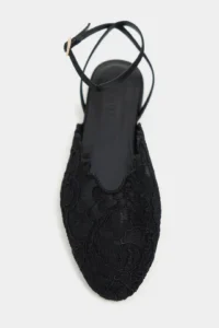 Nisantasi Shoes Tracy Black Lace Detailed Arka Banded with buckle Women Flats Sandals - Image 4
