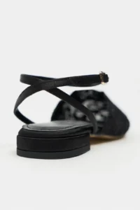 Nisantasi Shoes Tracy Black Lace Detailed Arka Banded with buckle Women Flats Sandals - Image 5