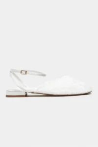 Nisantasi Shoes Tracy WHITE Lace Detailed Arka Banded with buckle Women Flats Sandals