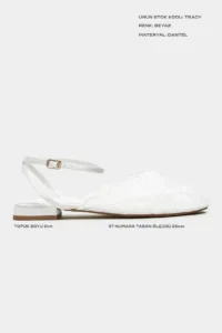 Nisantasi Shoes Tracy WHITE Lace Detailed Arka Banded with buckle Women Flats Sandals - Image 3