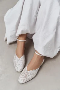 Nisantasi Shoes Tracy WHITE Lace Detailed Arka Banded with buckle Women Flats Sandals - Image 8