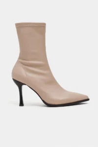 Nisantasi Shoes Sharon Nude MATTE Stretch Pointed toe Thin Heel Women Boots