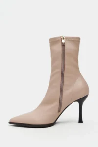 Nisantasi Shoes Sharon Nude MATTE Stretch Pointed toe Thin Heel Women Boots - Image 4