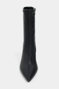 Nisantasi Shoes Palma Black MATTE Stretch Pointed toe Thin Heel Women Boots - Image 3
