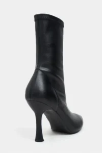 Nisantasi Shoes Palma Black MATTE Stretch Pointed toe Thin Heel Women Boots - Image 4