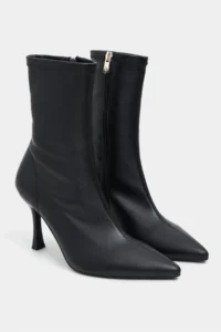 Nisantasi Shoes Palma Black MATTE Stretch Pointed toe Thin Heel Women Boots - Image 6