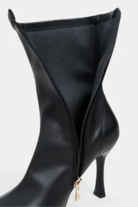 Nisantasi Shoes Palma Black MATTE Stretch Pointed toe Thin Heel Women Boots - Image 7