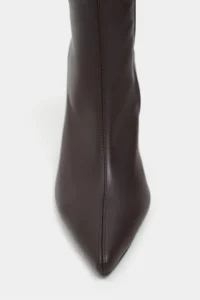Nisantasi Shoes Palma COFFEE MATTE Stretch Pointed toe Thin Heel Zippered Women Boots - Image 5
