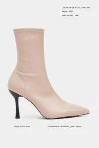 Nisantasi Shoes Palma Nude MATTE Stretch Pointed toe Thin Heel Women Boots - Image 2