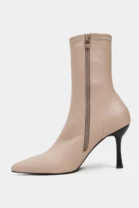 Nisantasi Shoes Palma Nude MATTE Stretch Pointed toe Thin Heel Women Boots - Image 6