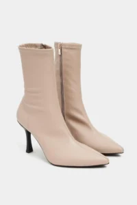 Nisantasi Shoes Palma Nude MATTE Stretch Pointed toe Thin Heel Women Boots - Image 7