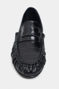 Nisantasi Shoes Capri Black Su Yolu Kroko GENUINE Leather Flat Sole Women Loafer Shoes - Image 4