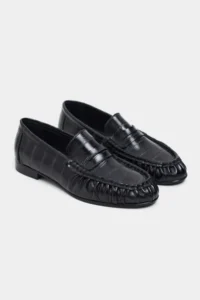 Nisantasi Shoes Capri Black Su Yolu Kroko GENUINE Leather Flat Sole Women Loafer Shoes - Image 6