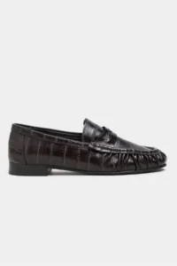 Nisantasi Shoes Capri Brown Su Yolu Kroko GENUINE Leather Flat Sole Women Loafer Shoes - Image 2