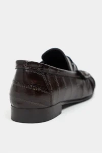 Nisantasi Shoes Capri Brown Su Yolu Kroko GENUINE Leather Flat Sole Women Loafer Shoes - Image 5