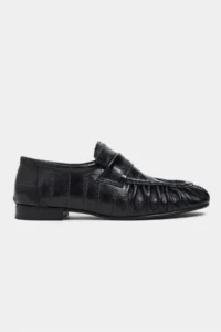 Nisantasi Shoes Marbella Black Su Yolu Kroko GENUINE Leather Flat Sole Women Loafer Shoes