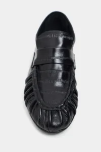 Nisantasi Shoes Marbella Black Su Yolu Kroko GENUINE Leather Flat Sole Women Loafer Shoes - Image 4