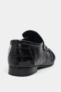 Nisantasi Shoes Marbella Black Su Yolu Kroko GENUINE Leather Flat Sole Women Loafer Shoes - Image 5