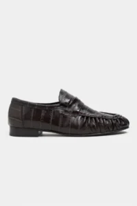Nisantasi Shoes Marbella Brown Su Yolu Kroko GENUINE Leather Flat Sole Women Loafer Shoes - Image 3