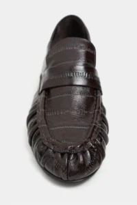 Nisantasi Shoes Marbella Brown Su Yolu Kroko GENUINE Leather Flat Sole Women Loafer Shoes - Image 4