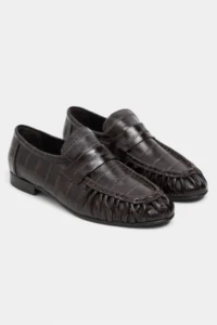 Nisantasi Shoes Marbella Brown Su Yolu Kroko GENUINE Leather Flat Sole Women Loafer Shoes - Image 5