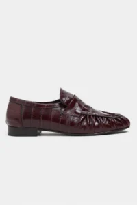 Nisantasi Shoes Marbella Burgundy Su Yolu Kroko GENUINE Leather Flat Sole Women Loafer Shoes - Image 2