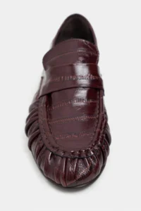 Nisantasi Shoes Marbella Burgundy Su Yolu Kroko GENUINE Leather Flat Sole Women Loafer Shoes - Image 4