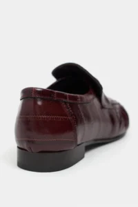 Nisantasi Shoes Marbella Burgundy Su Yolu Kroko GENUINE Leather Flat Sole Women Loafer Shoes - Image 5